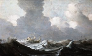 Cuatro barcos navegando antes de una tormenta de Pieter Mulier the Elder